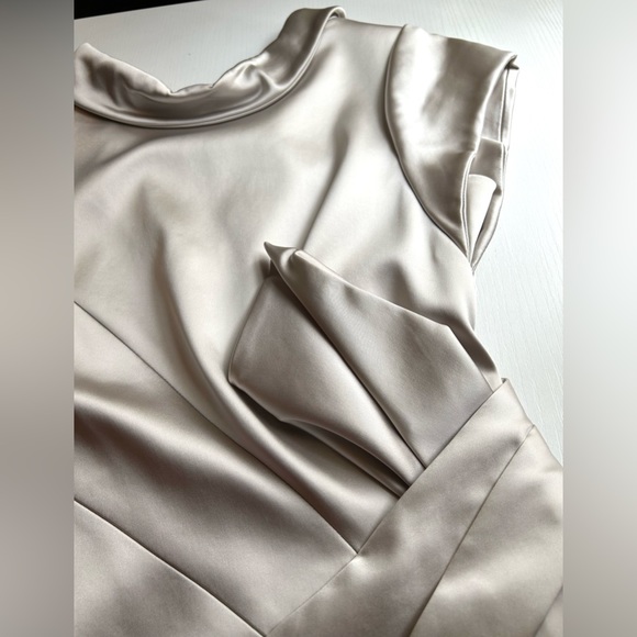 Karen Millen Formal Satin Midi Dress Like New Sz 6 - Picture 3 of 8